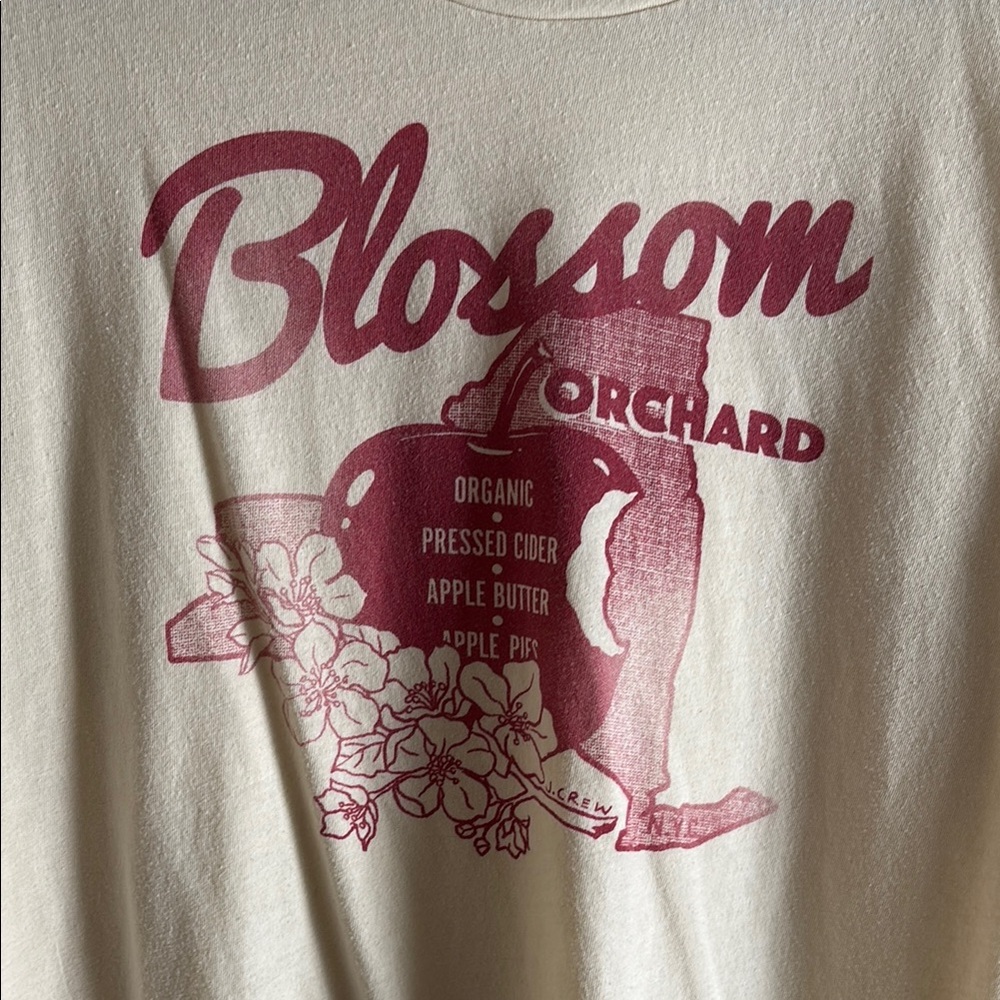 J. Crew Cream Tee with Red Blossom Graphic - Picture 2 of 2